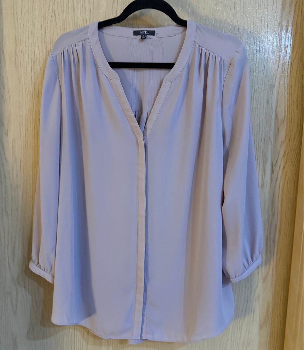 NYDJ Los Angeles Pleated Blouse Pink Mauve Size Large